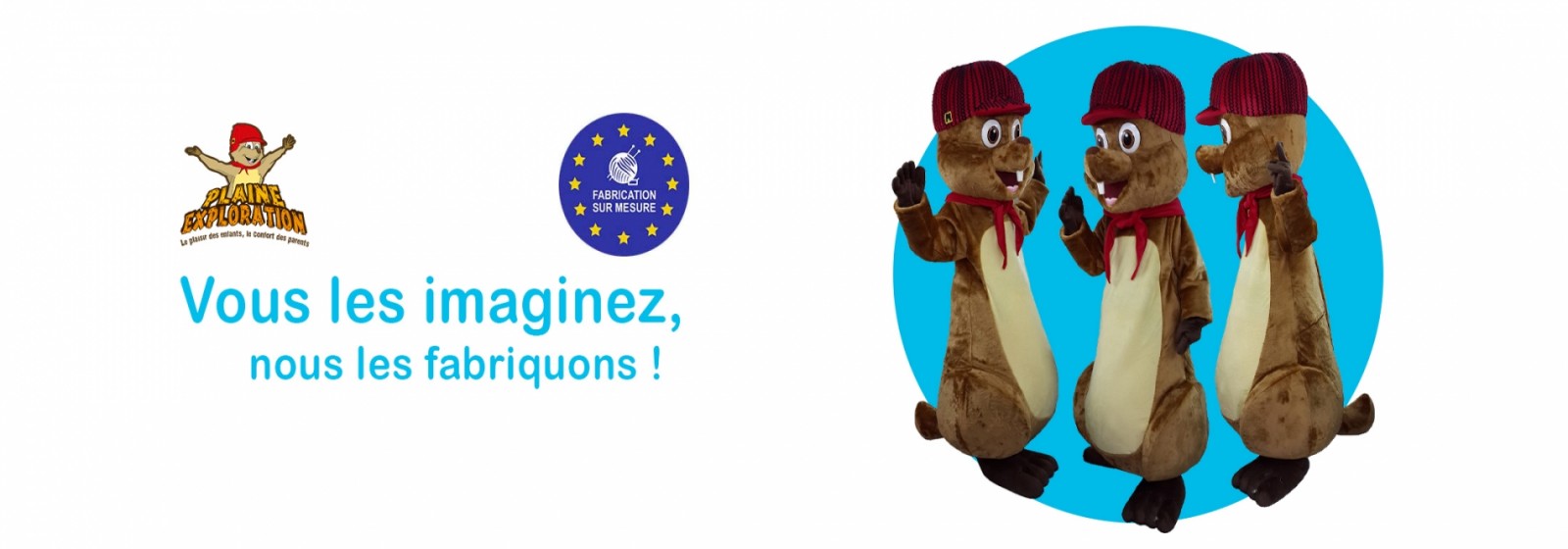 Fabricant de mascottes, fabricant de peluches, fabrication de mascottes, fabrication de peluches, mascottes et peluches sur-mesure, mascottes gonflables sur-mesure, peluches promotionnelles, mascotte LA PLAINE EXPLORATION